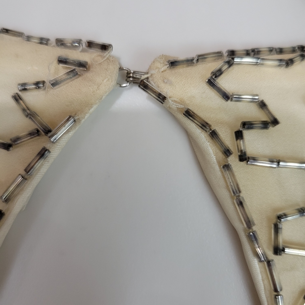 Stunning Vintage Black Tie Cream, Silver and Gold Sequin Open Back Dress Size 8 - Picture 14 of 16